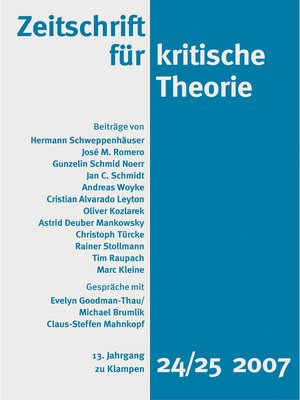 cover image of Zeitschrift für kritische Theorie / Zeitschrift für kritische Theorie, Heft 24/25